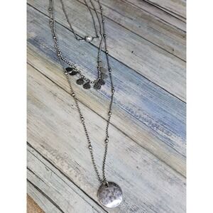 Lucky Brand Silver Tone Multi Layer Necklace 18" Pendants Bead Ball Chain NWOT